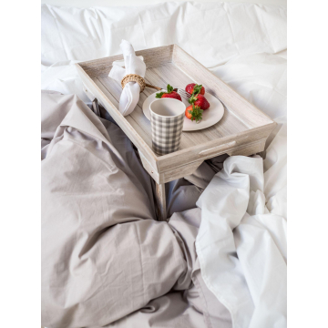 Percale Duvet Cover – fine organic cotton – White & Beige – Sizes available from