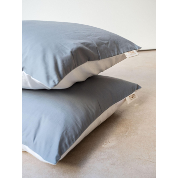Organic Cotton Percale Pillowcase – White/Grey – different sizes available from 