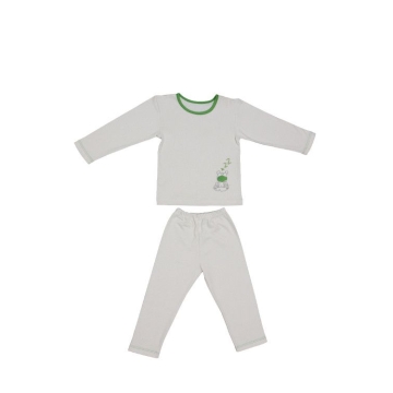 Kids pajamas with bio cotton - green frog - 4 to 5 years - Zizzz