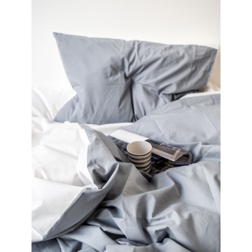 Percale Duvet Cover – 140x200cm – White & Grey – With zipper