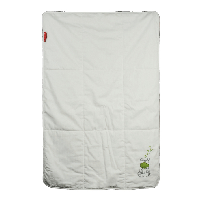 Winter baby blanket wool and bio cotton 106x73cm - Green frog - Zizzz
