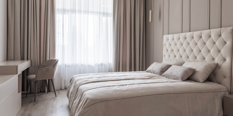 Thick curtains in a bedroom
