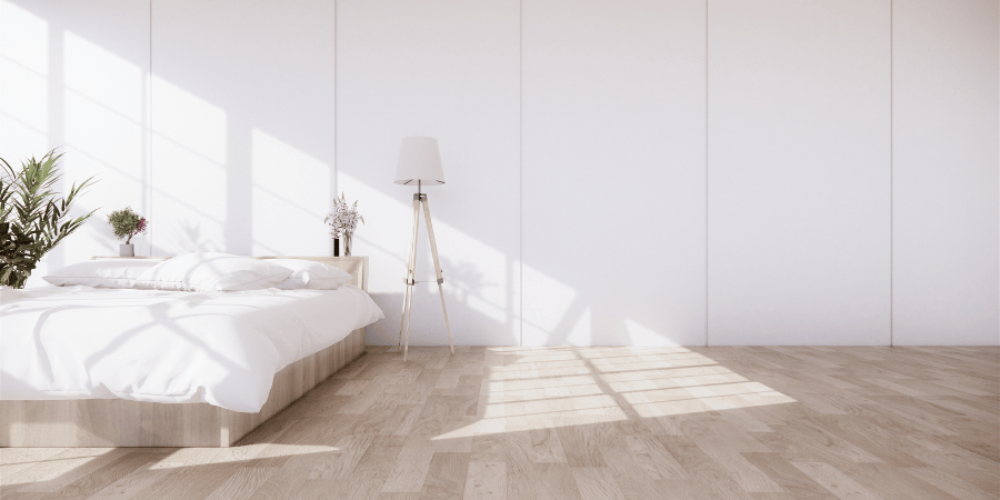 Sunlight streaming into the bedroom